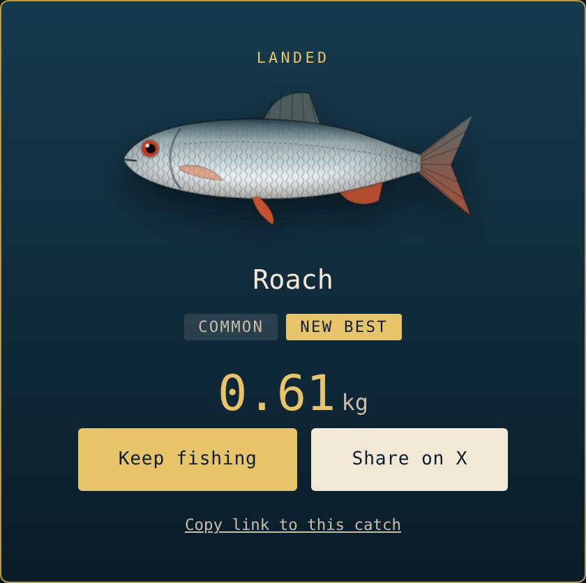Catch card for a 0.61 kg roach.